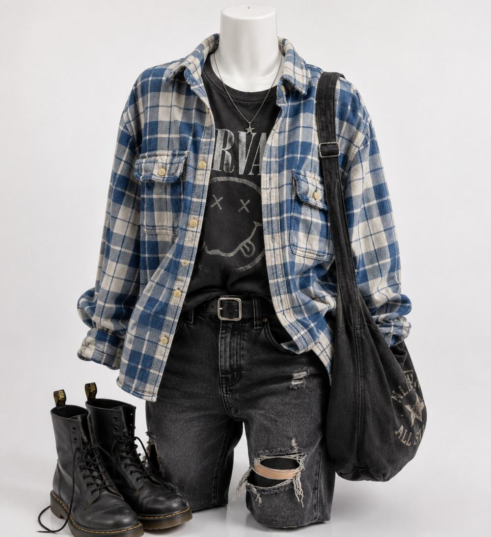 Flannel Shirt Grunge Distressed Workwear Layering American Eagle XL